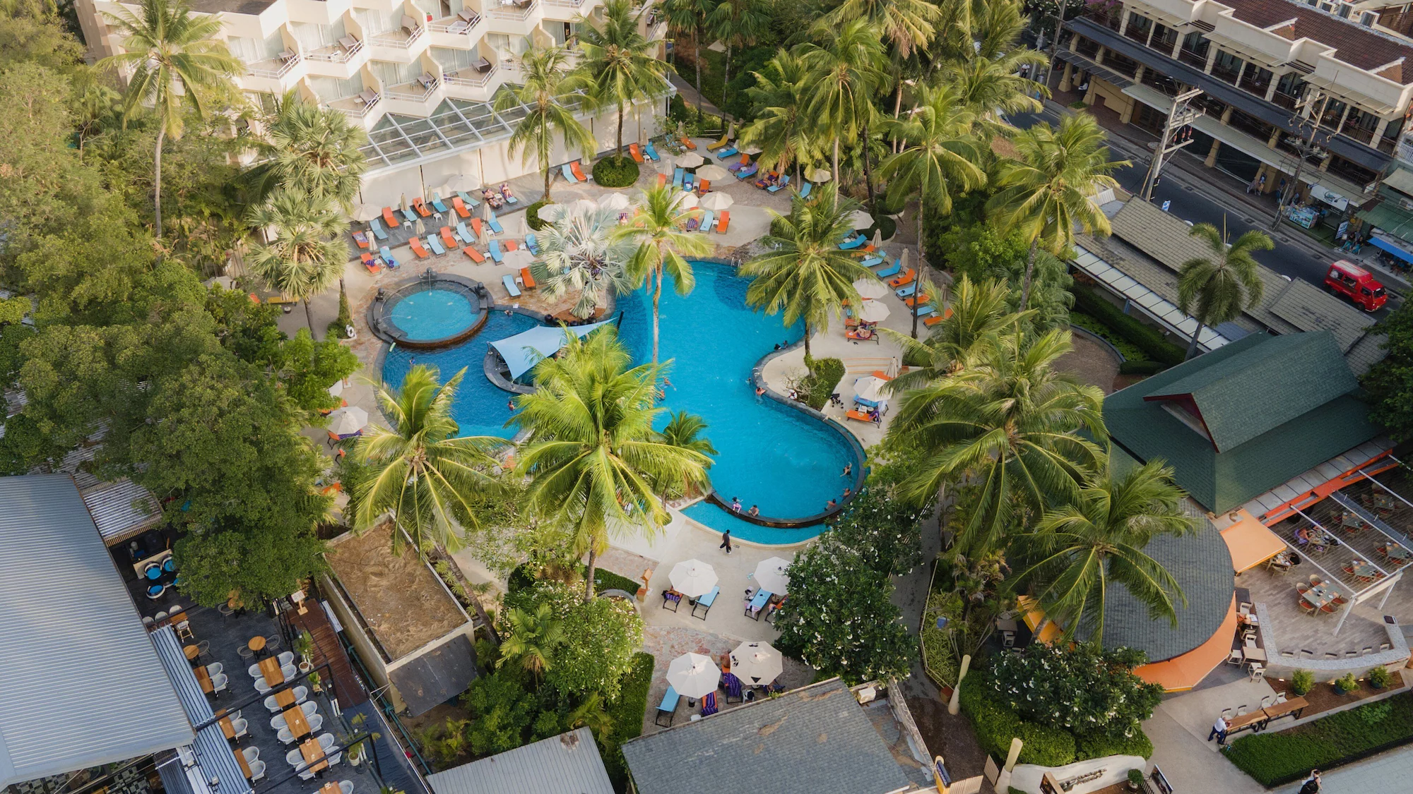 Double Suite with balcony and with pool view full double bed